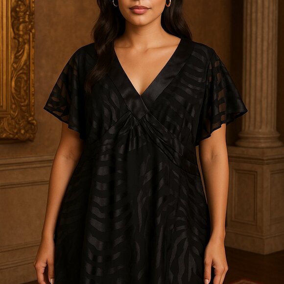 S.L. Fashions Women's Blouse SZ 22W semi-sheer satin burnout glam whimsigoth - Picture 6 of 6